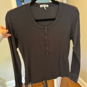rag & bone Charcoal Long Sleeve Henley Top Sz M